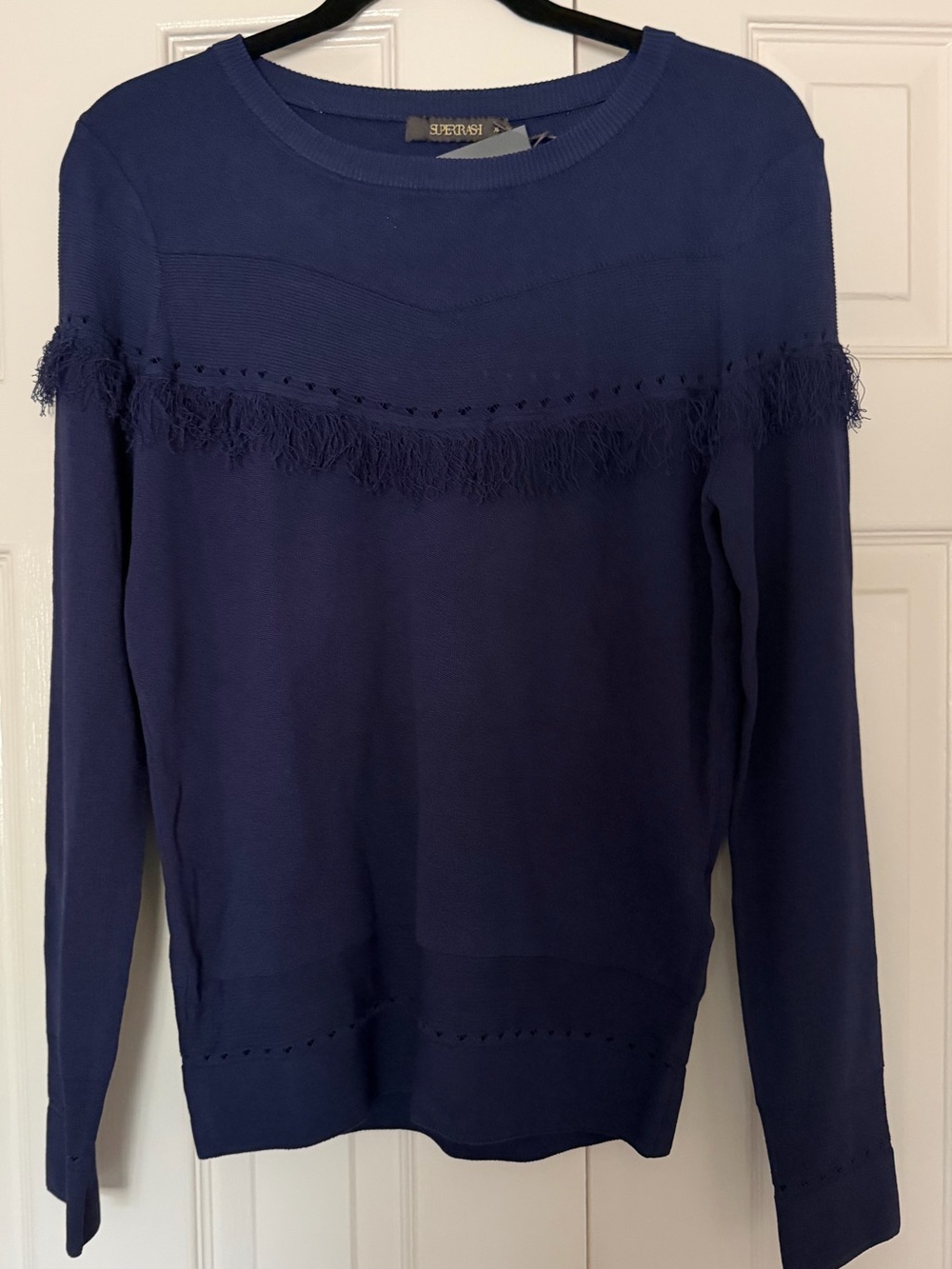 Women’s Navy Fringe Detail Sweater- NWT Size XL